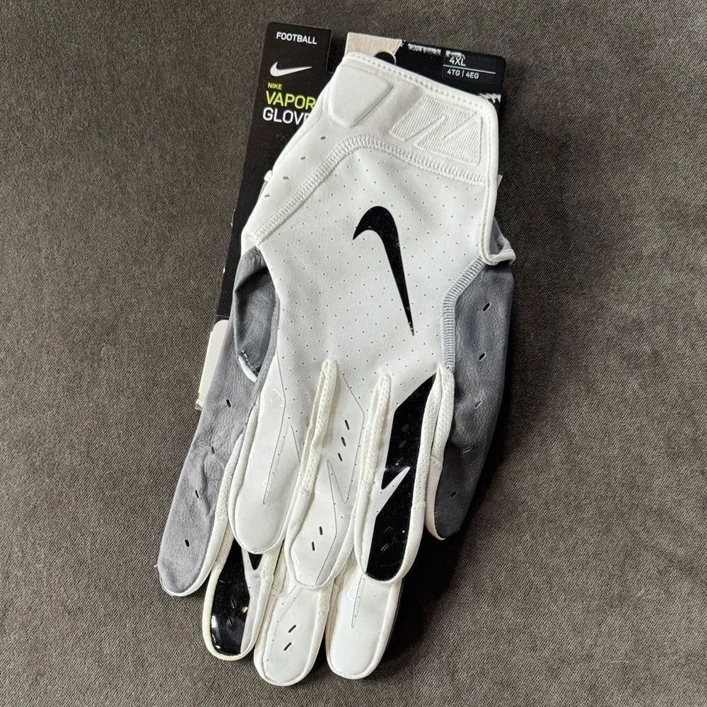 Nike Vapor Jet Football Gloves PGF665 White Gray Size 4XL NEW